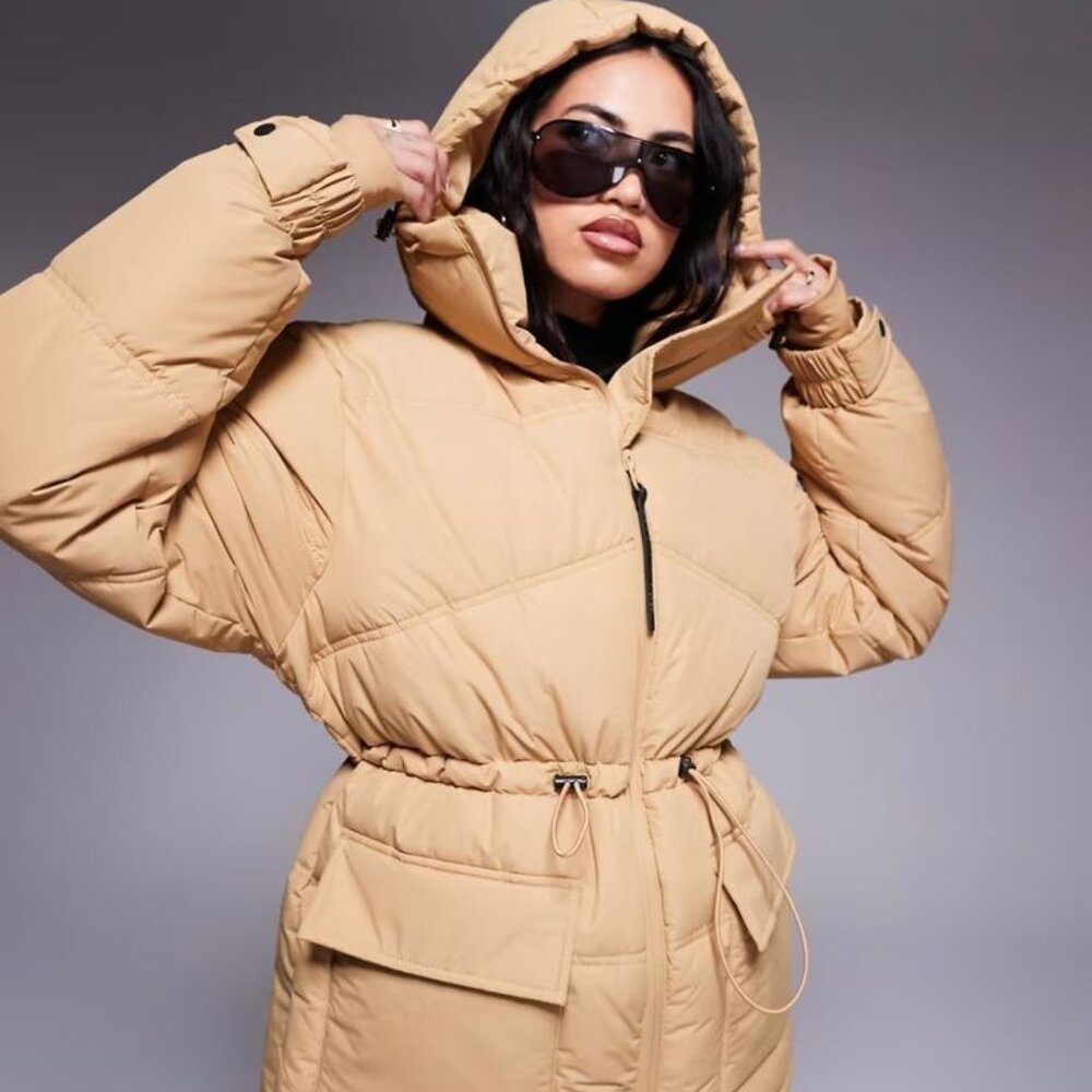ASOS 4505 Ski Drawstring Waist Insulated Ski Jacket with Hood in Caramel - Picture 6 of 8